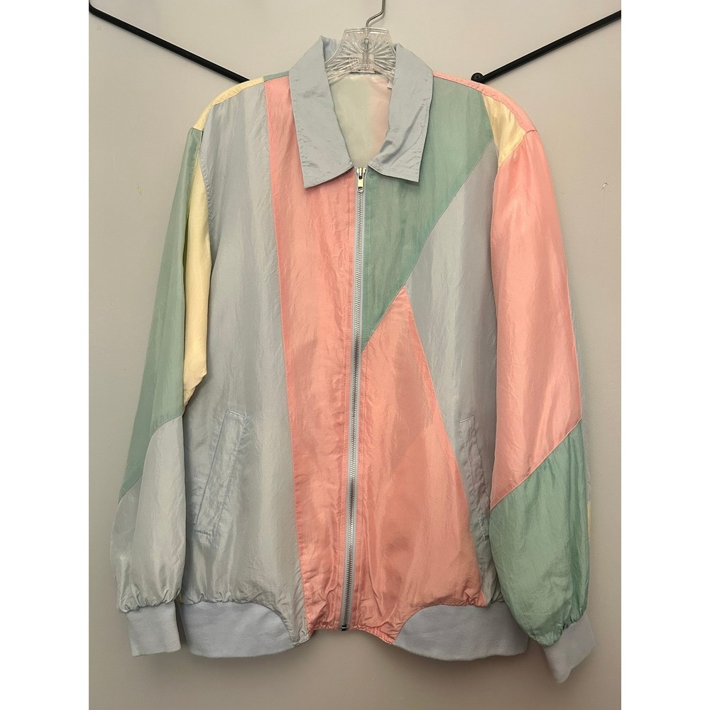Vintage Blair Pastel Colorblock Zip Up Track Jacket Windbreaker Women